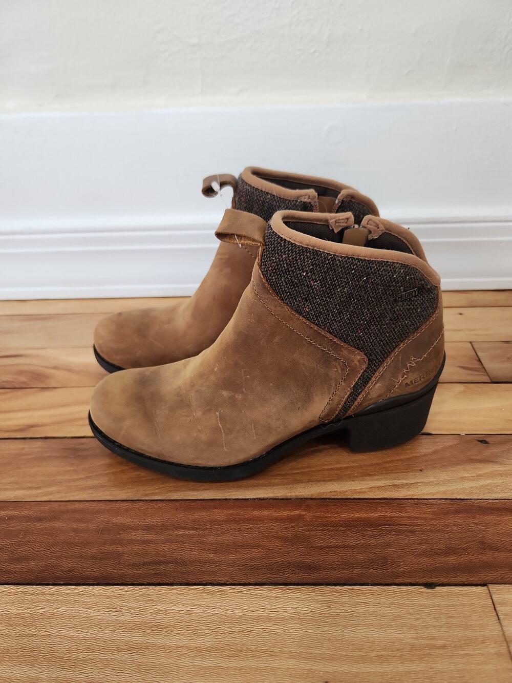 Merrell Wool Blend Chateau Mid Pull Waterproof Boots Women's Sz Brown 8